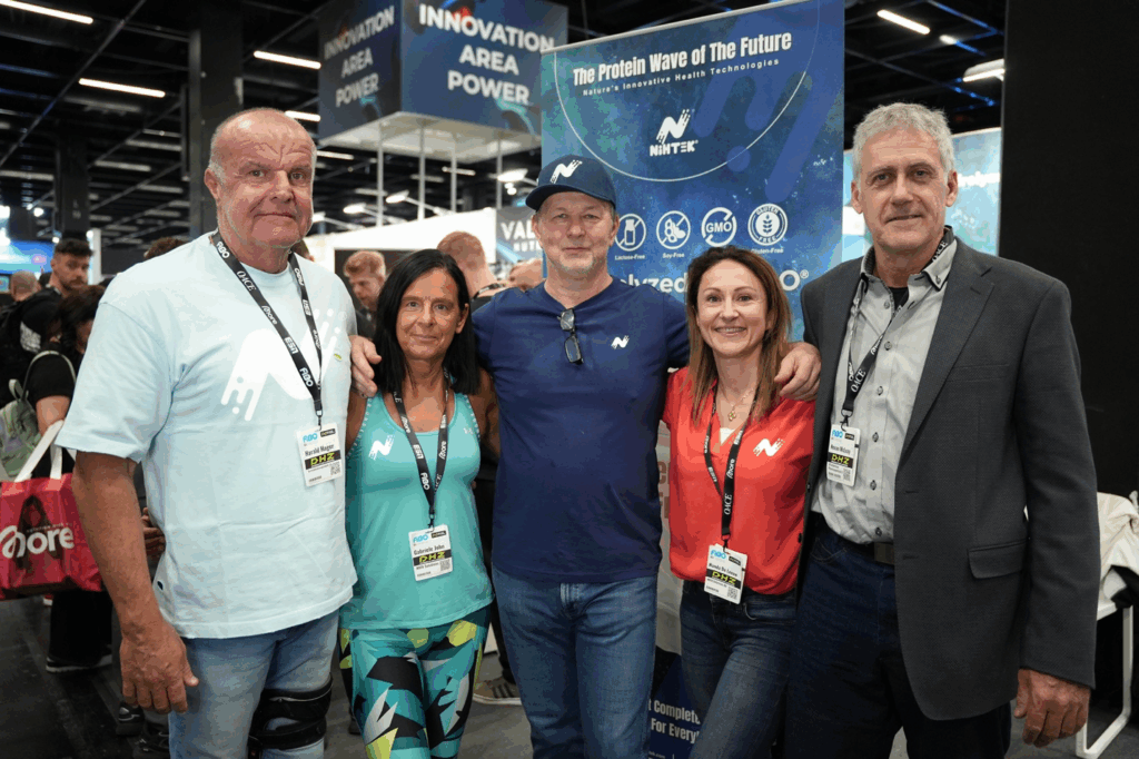 Excited FIBO 2025 attendees reacting to NiHTEK®'s NiHPRO® Protein Challenge—“No way it’s not whey!”